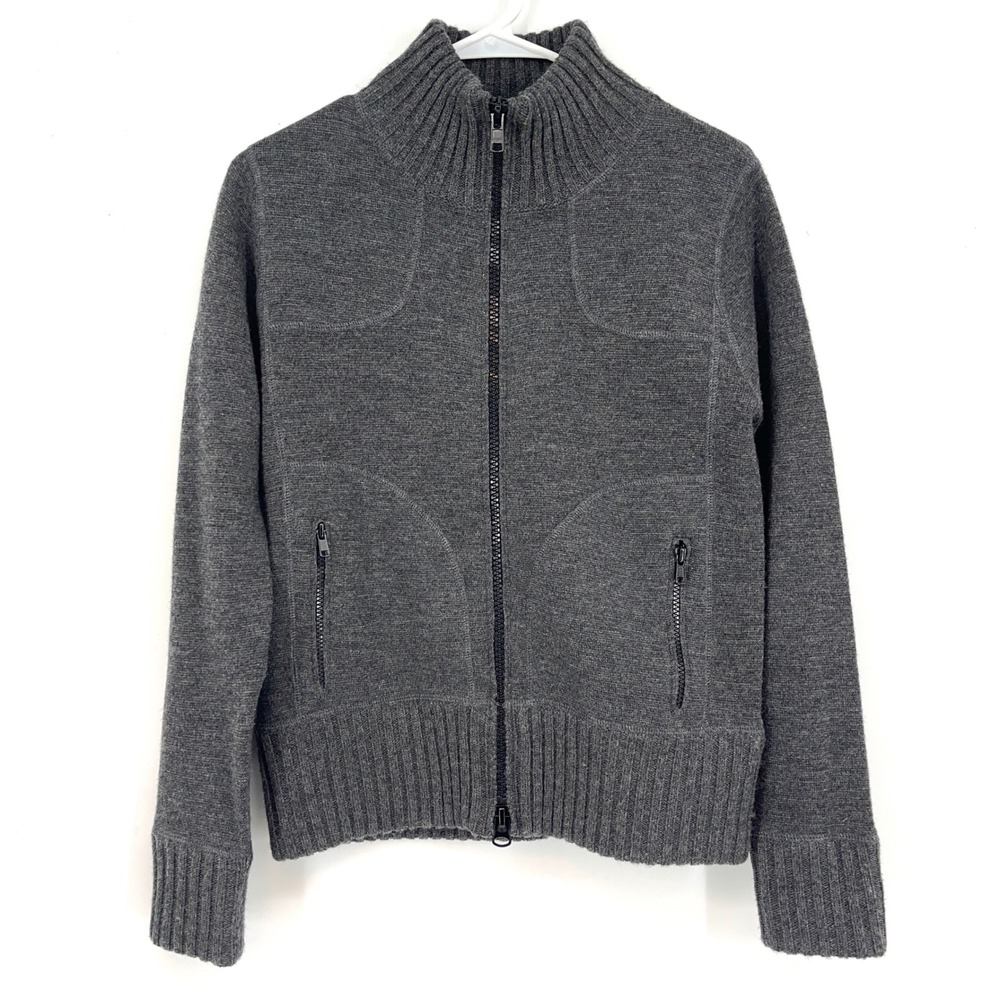 Michael Kors Mens Grey Wool‎ Full Zip Knit Sweater Cardigan Jacket Mock Neck M